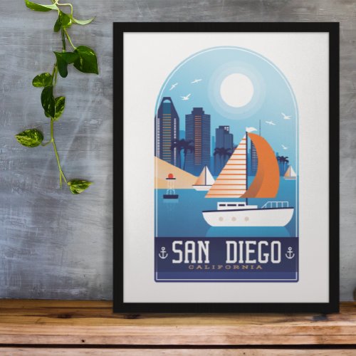 San Diego California Vintage Travel Poster