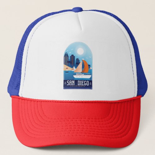 San Diego California Vintage Travel Trucker Hat