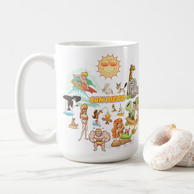 San Diego California White Coffee Mug (With Donut)