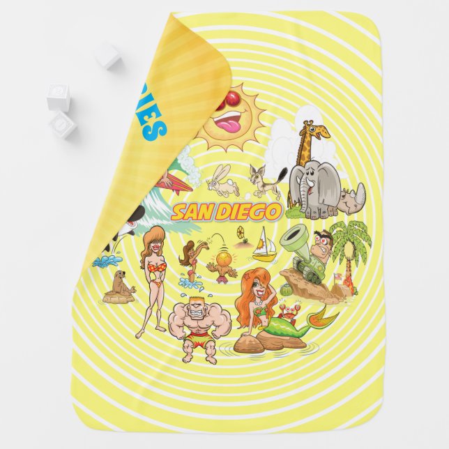 San Diego Cartoon Baby Blanket (In Situ)