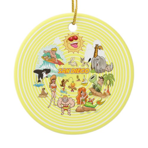 San Diego Cartoon Ceramic Ornament