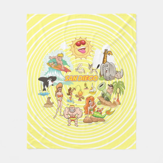 San Diego Cartoon Fleece Blanket (Front)