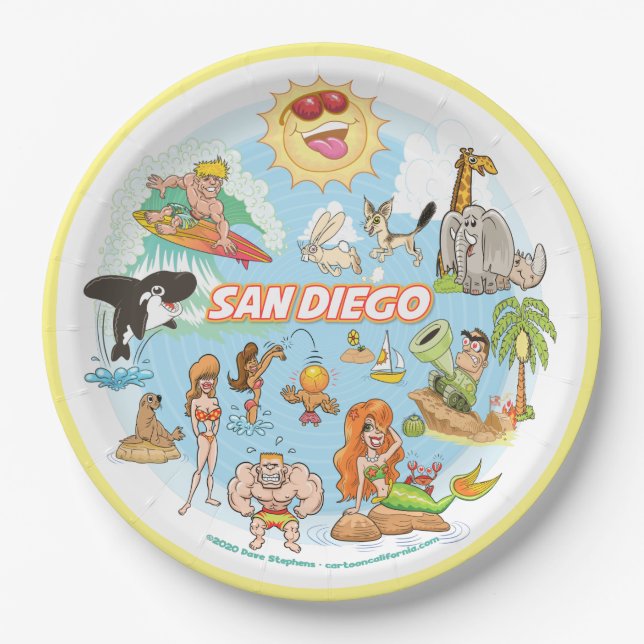 San Diego Cartoon Paper Plates (Front)