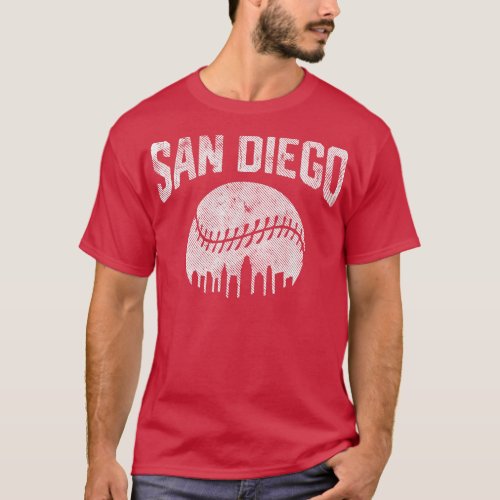 San Diego City California Baseball Skyline Vintage T_Shirt