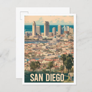 San Diego City California USA Art Vintage Travel Postcard