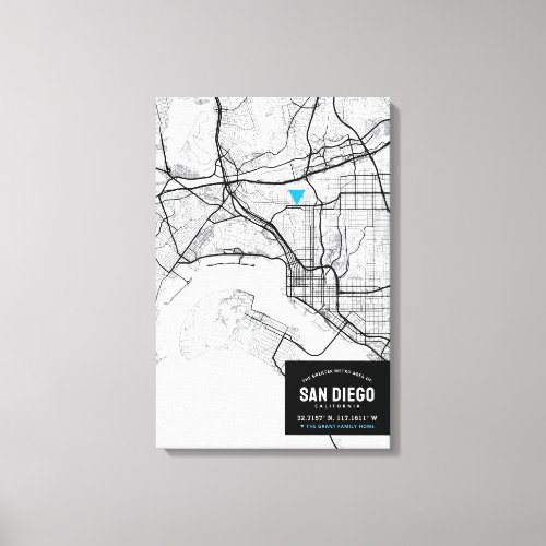 San Diego City Map  Mark Your Location Canvas Print