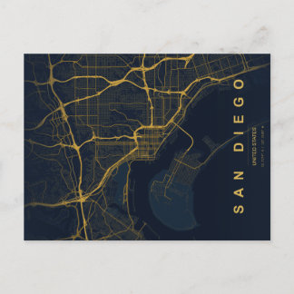San Diego City Map Minimal Postcard