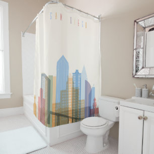 San Diego City Skyline Shower Curtain
