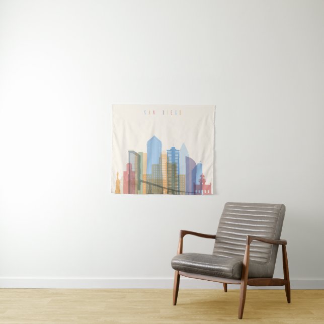 San Diego City Skyline Tapestry (In Situ (Horizontal))