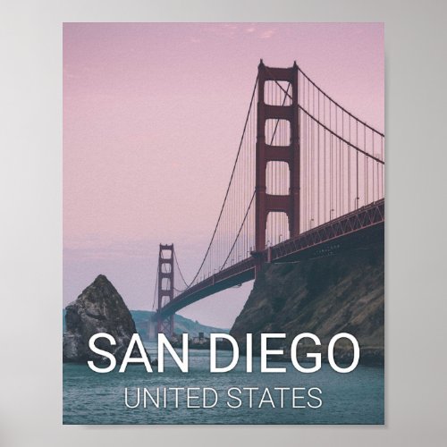 San Diego City Skyline Travel Poster