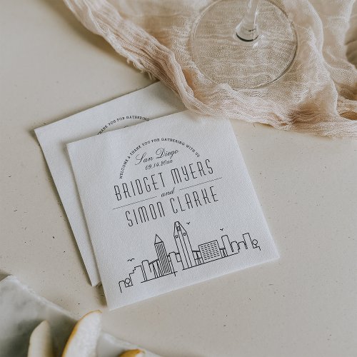 San Diego Deco Skyline | Wedding Event Napkins