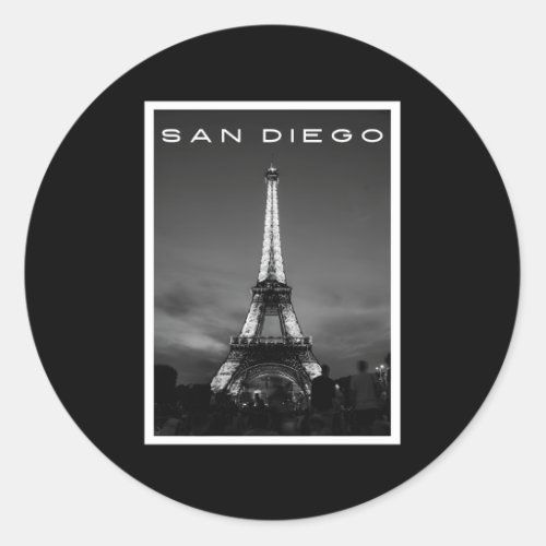 San_Diego Eiffel Tower Wrong City Name Classic Round Sticker
