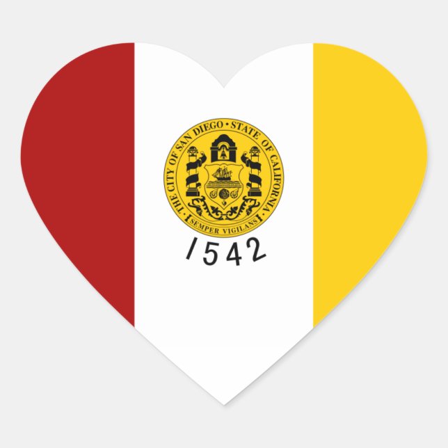 San Diego Flag Heart Sticker (Front)