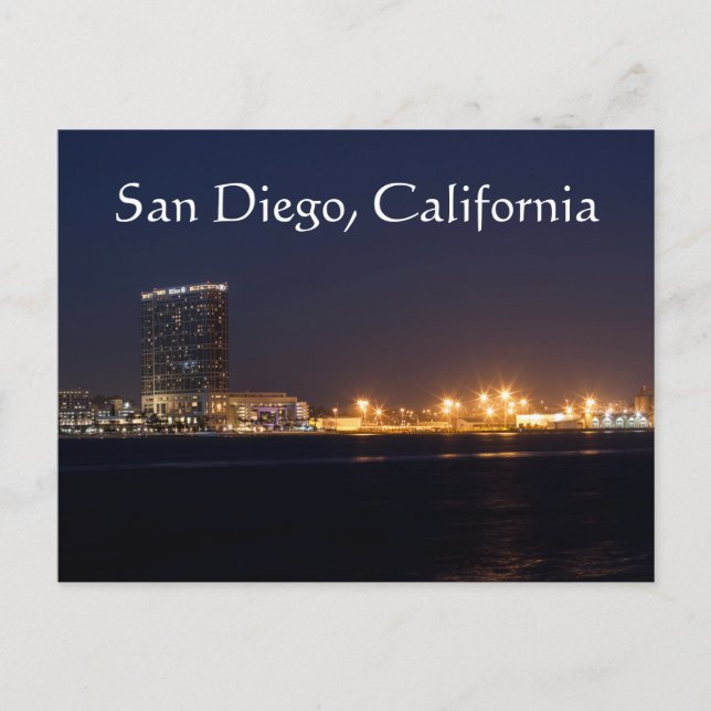 San Diego Harbor at night Postcard (Front)