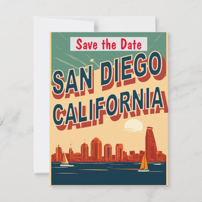 San Diego Harbor Blue Wedding Invitation (Front)