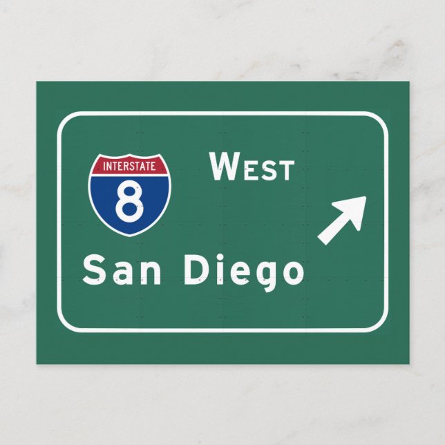 San Diego I-8 West Exit Interstate California Ca - Postcard (Front)