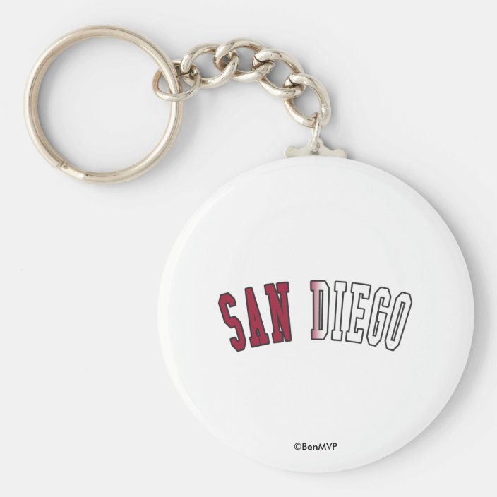 San Diego in California State Flag Colors Keychain