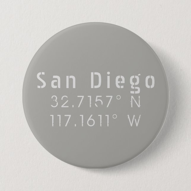 San Diego Latitude Longitude Button (Front)