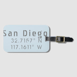 San Diego Latitude Longitude Luggage Tag