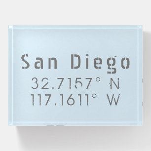 San Diego Latitude Longitude Paperweight