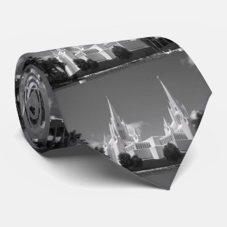 San Diego LDS Temple in black and white Neck Tie