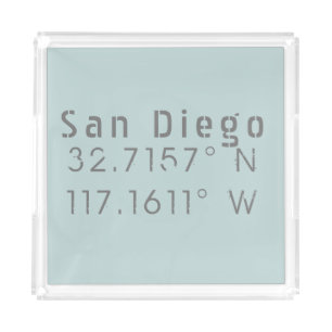 San Diego longitude and latitude Acrylic Tray