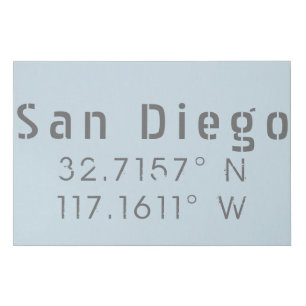 San Diego Longitude Latitude Faux Canvas Print