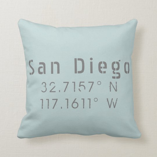 San Diego Longitude Latitude Throw Pillow | Zazzle.com