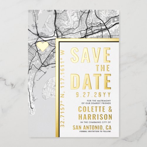 San Diego Love Locator  Wedding Save the Date Foil Invitation