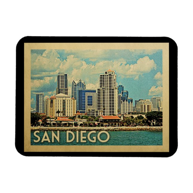 San Diego Magnet Skyline California Vintage Travel (Horizontal)