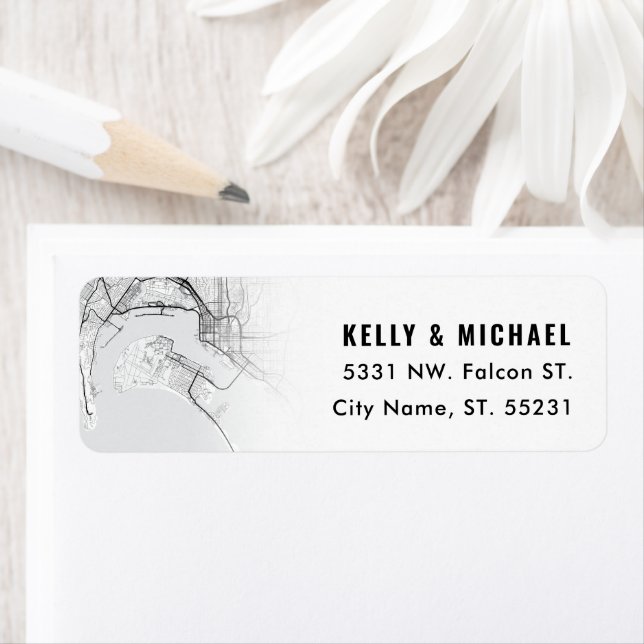 San Diego Map Themed | Return Label (Insitu)