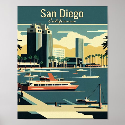 San Diego Minimalist Vintage Travel Art Poster