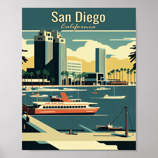 San Diego Minimalist Vintage Travel Art Poster | Zazzle