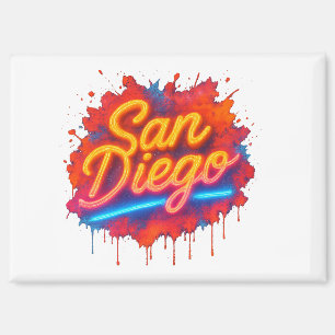 San Diego Neon Street Art – Colorful Retro Script Magnet
