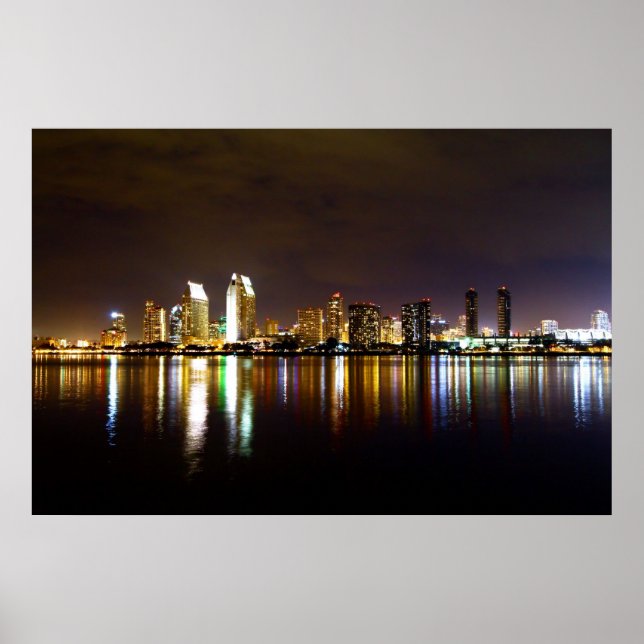 San Diego Night Skyline Poster (Front)