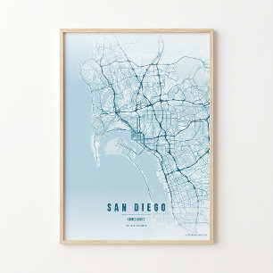 San Diego Ocean Map Print Poster Wallart Gift