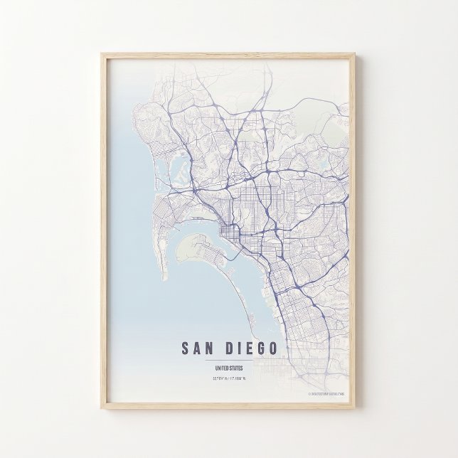 San Diego Pastel Map Print Poster Wallart Gift (Creator Uploaded)