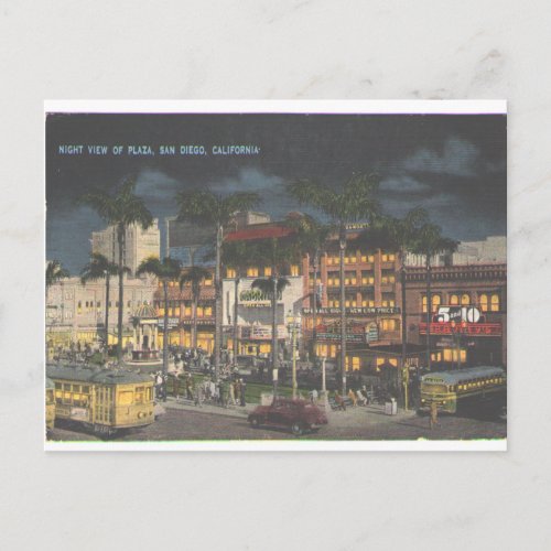 San Diego Plaza 1945 Postcard