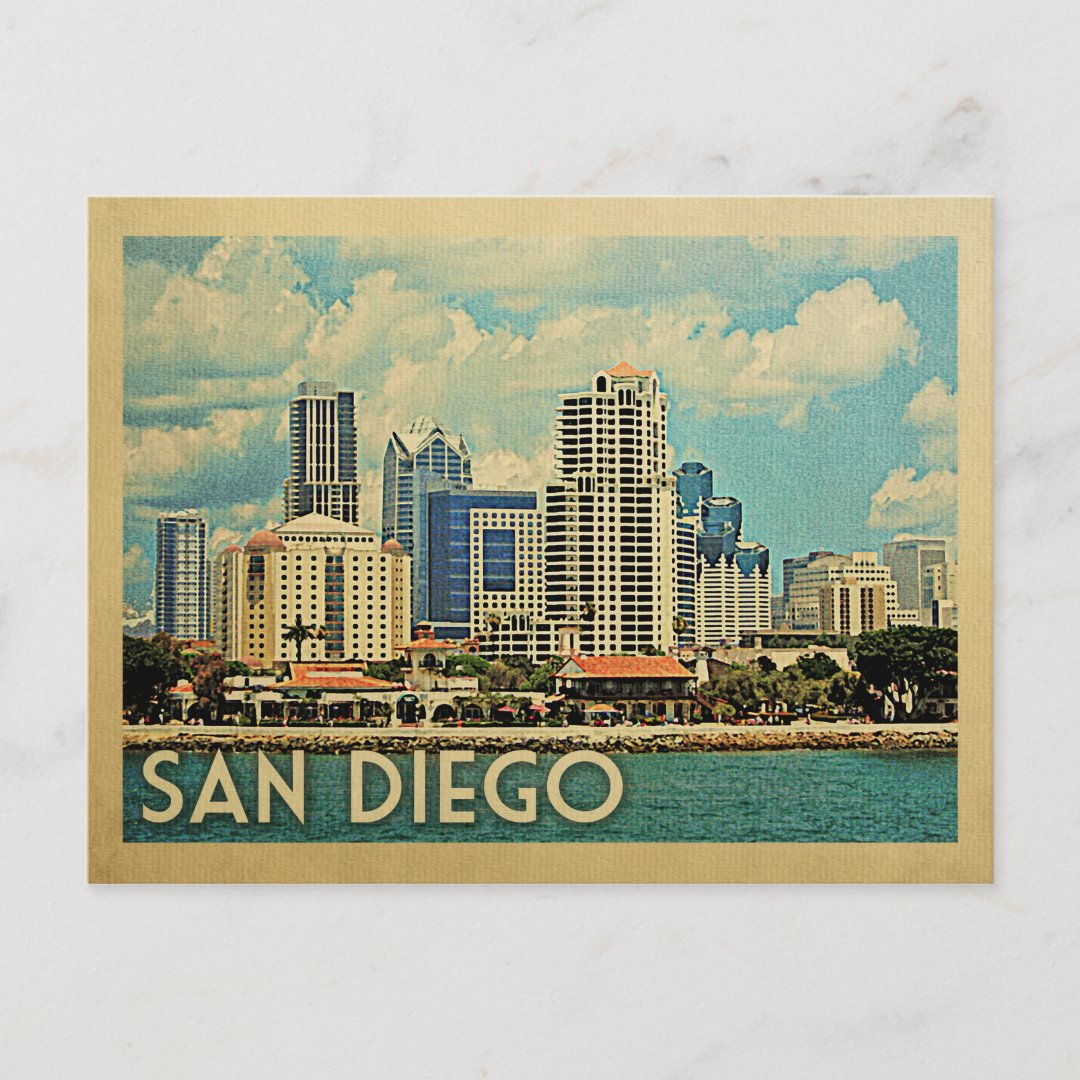 San Diego Postcard Skyline California Vintage | Zazzle