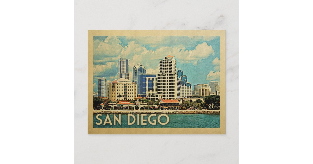 San Diego Postcard Skyline California Vintage | Zazzle