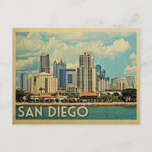 San Diego Postcard Skyline California Vintage