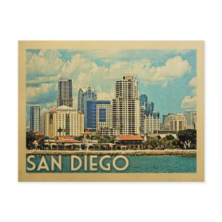 San Diego Postcard Skyline California Vintage