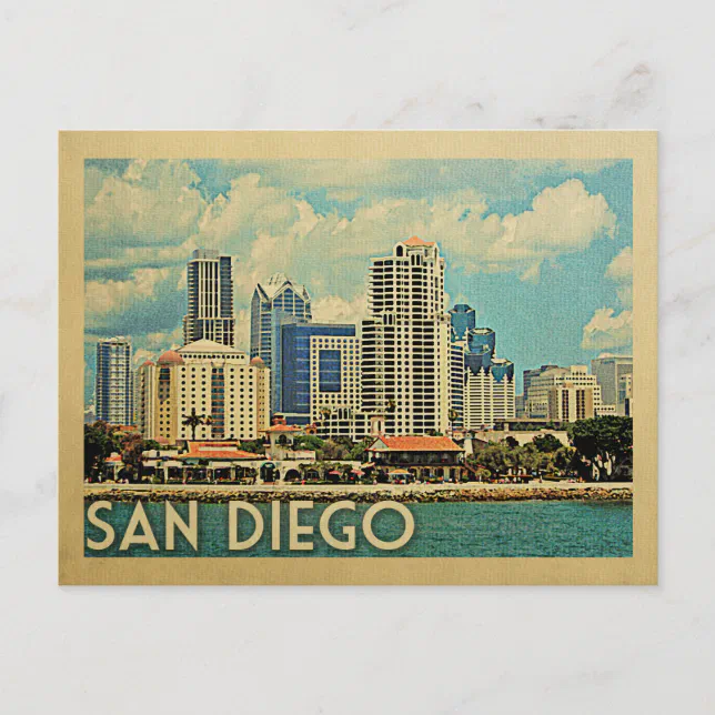 San Diego Postcard Skyline California Vintage | Zazzle