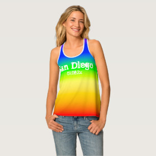 San Diego Pride LGBT Rainbow Flag Ombre Stripes Tank Top