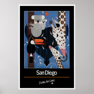San Diego Print California Travel Poster Zoo Art