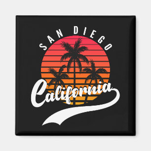San Diego Retro Sunset And Palm Trees Magnet