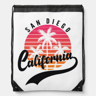 San Diego Retro Sunset Drawstring Bag