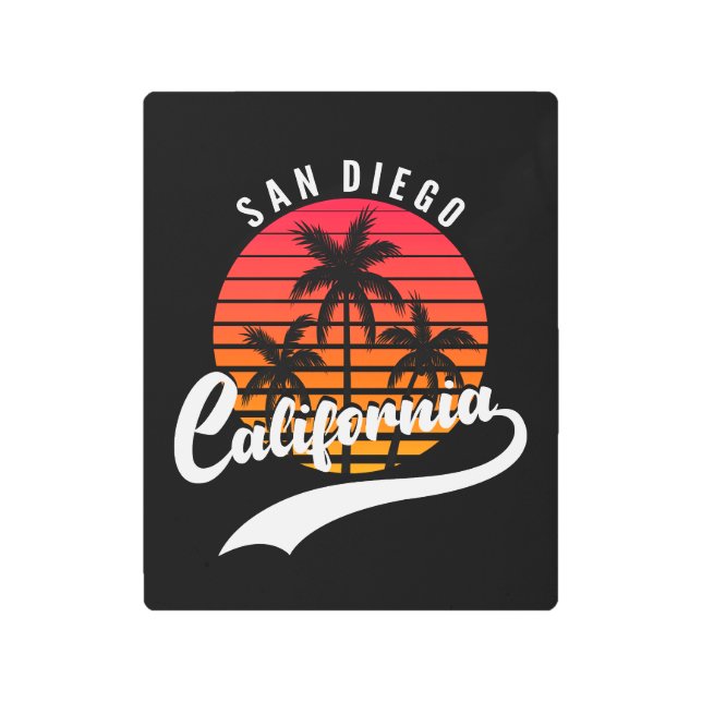 San Diego Retro Sunset Metal Print (Front)