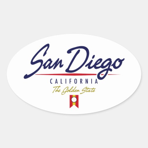 San Diego Script Oval Sticker | Zazzle