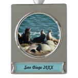 San Diego Sea Lions Silver Plated Banner Ornament